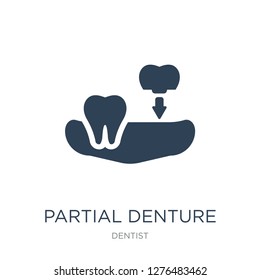 partial denture icon vector on white background, partial denture trendy filled icons from Dentist collection, partial denture vector illustration