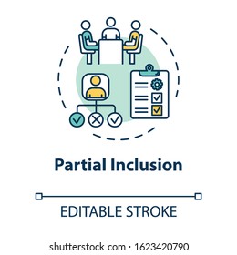 Partial Inclusion Concept Icon. Mainstreaming Teaching. Special Studying Program. Inclusive Education Idea Thin Line Illustration. Vector Isolated Outline RGB Color Drawing. Editable Stroke