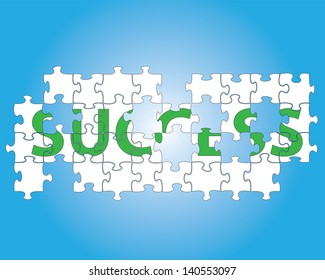 Partial jigsaw puzzle spelling the word success.