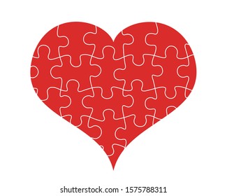 Partial Parts And Particles Are Combined, Joined And United Into One Heart - Polyamory, - Love Relationship Include Multiple Lovers, Partners And Significant Other. Isolated Vector Illustration.