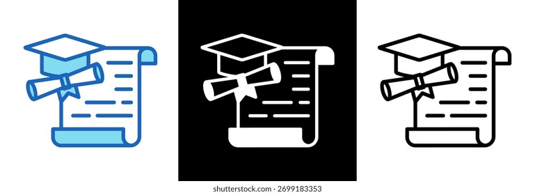 Icono de beca parcial Ilustración vectorial de estilo triple