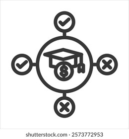 Partial Scholarship Outline Icon Vector Illustration