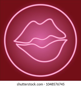 Partially closed lips, in a neon circle.
