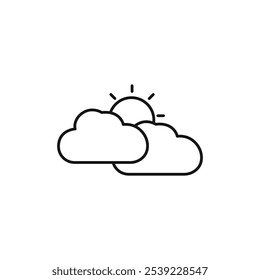 Partially cloudy icon outline collection or set in black and white