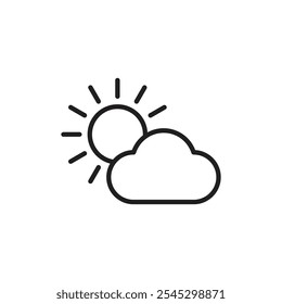 Partially cloudy icon outline set sign