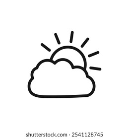 Partially cloudy icon Thin line flat illustration