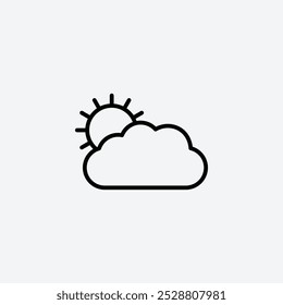 Partially cloudy icon in tree different line stroke sizes.