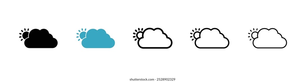 Partially cloudy icon vector illustration set