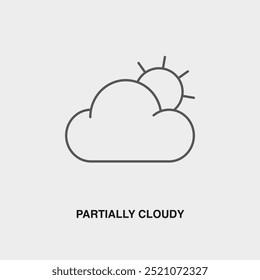 Partially Cloudy thin line icon or logo. Symbol or sign on airline or travel app theme. Vector line illustration.