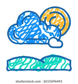 partially cloudy weather doodle icon sketch vector. partially cloudy weather sign. isolated symbol illustration