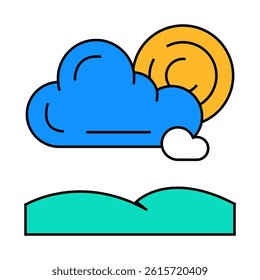 partially cloudy weather line icon vector. partially cloudy weather sign. isolated symbol illustration