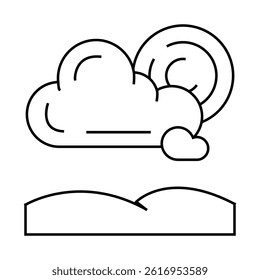 partially cloudy weather line icon vector. partially cloudy weather sign. isolated contour symbol black illustration
