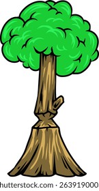 Partially Cut Tree Simple Illustration