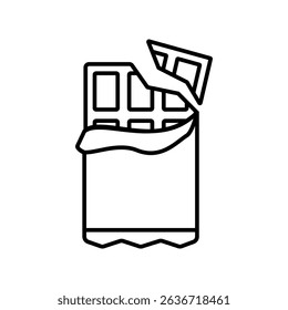 partially opened and broken chocolate bar icon, sweet food, snack, dessert, indulgence, milk chocolate, dark chocolate, or delicious food, simple, modern, suitable for web design, mobile applications