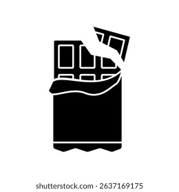 partially opened and broken chocolate bar icon, sweet food, snack, dessert, indulgence, milk chocolate, dark chocolate, or delicious food, simple, modern, suitable for web design, mobile applications