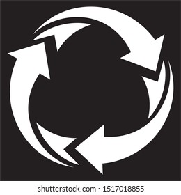 Partially recycled content symbol. Recycle symbol in black outlined circle, vector illustration