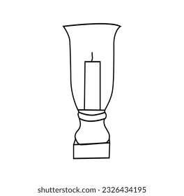 Partiallyselected focus image of retro style hurricane lamp hanging in the garden, with BLURRY dark background.hurricane lamp isolated.
