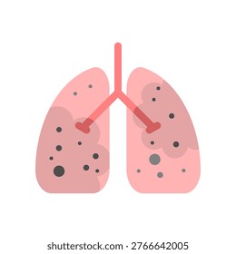 Partical pm2.5 air pollution in lungs icon flat vector design