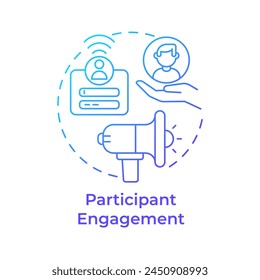 Participant engagement blue gradient concept icon. Hackathon organization. Social media promotion. Round shape line illustration. Abstract idea. Graphic design. Easy to use in promotional materials
