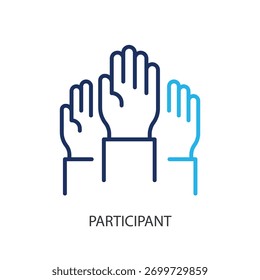 Ícones de linha fina do participante. Ilustração vetorial original.