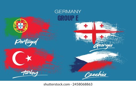 Participants of Group E of European football competition on sport background. painting the flag with brush strokes, group E of european football germany.eps8 svg