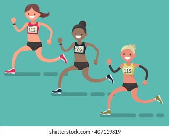Participants of the international women's marathon. Running women