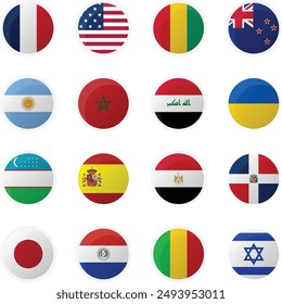 Participants of the men's football tournament 2024 in France. National football teams with round flag icons.