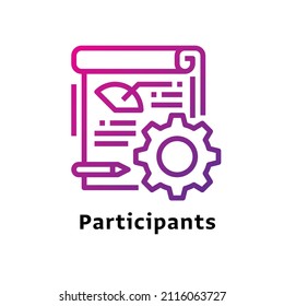 Participants written black color with amazing purple gradient icon