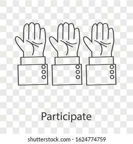 Participate concept on transparency background. Creative idea design. Flat vector illustration for template, brochure, web page or presentation.