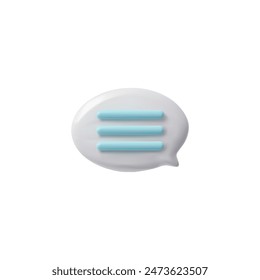 Participa en conversaciones con este ícono de burbuja de discurso de Vector 3D. Ideal para SMS y chat en App, resaltado sobre un fondo blanco para una mensajería eficiente.