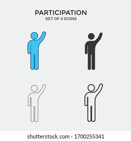 participate vector icon raising hand icon