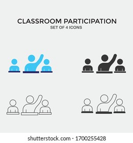 participación en la respuesta de iconos vectoriales en aula