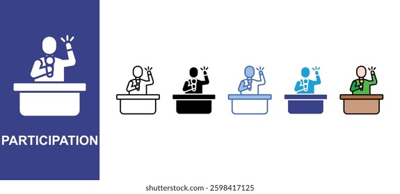 Participation icon sets with different styles
