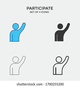 Participation Raised Hand Vector Icon Contribution Answering Icon