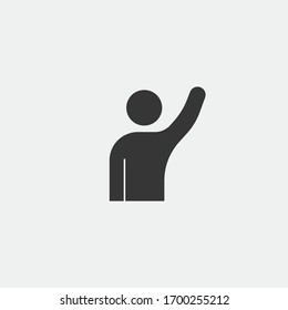 participation raised hand vector icon contribution answering icon