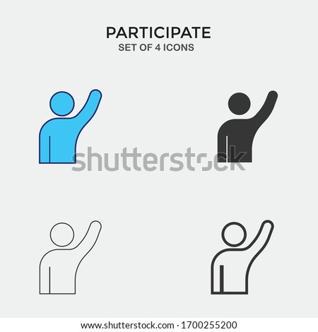 participation raised hand vector icon contribution answering icon