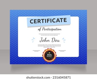 Participation in sport event certificate design template. Vector diploma with customized copyspace and borders. Printable document for awards and recognition. Dancing Script Bold, Regular fonts used