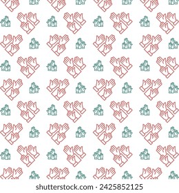 Participation symbol trendy repeating pattern green brown vector illustration background