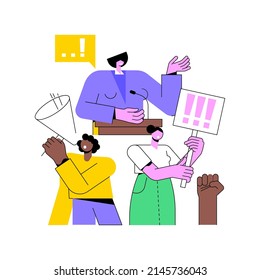 Participation Of Women Abstract Concept Vector Illustration. Gender Equality Rights, Women Political Participation, Female Speaker Leader, Democracy, Successful Presentation Abstract Metaphor.