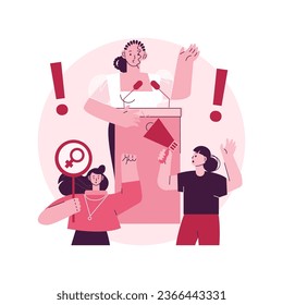 Participation of women abstract concept vector illustration. Gender equality rights, women political participation, female speaker leader, democracy, successful presentation abstract metaphor.