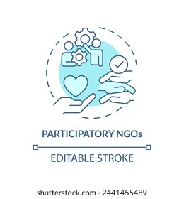 Participatory NGOs soft blue concept icon. Non governmental organization. Public participation. Round shape line illustration. Abstract idea. Graphic design. Easy to use in article