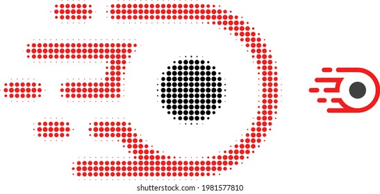 Participle motion halftone dot icon illustration. Halftone array contains round dots. Vector illustration of participle motion icon on a white background.
