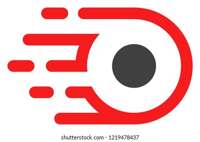 Participle motion icon with fast rush effect in red and black colors. Vector illustration designed for modern abstract with symbols of speed, rush, progress, energy.
