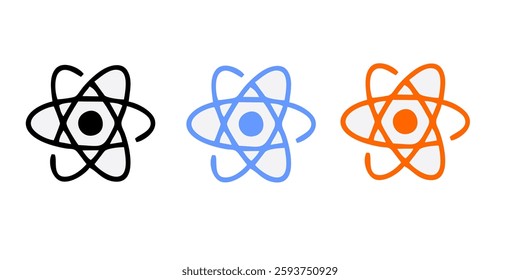 Particle of an atom. Atom structure science sign. Atom vector model