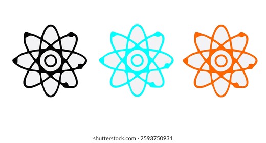 Particle of an atom. Atom structure science sign. Atom vector model
