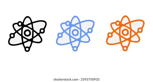 Particle of an atom. Atom structure science sign. Atom vector model