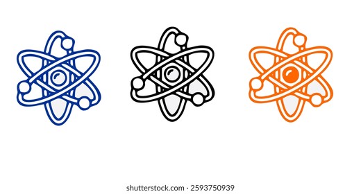 Particle of an atom. Atom structure science sign. Atom vector model