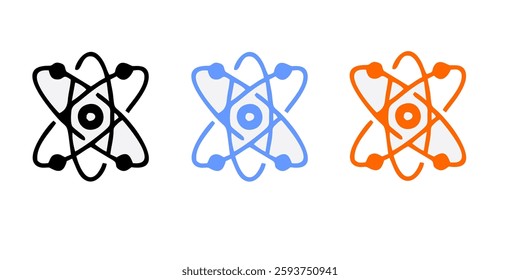 Particle of an atom. Atom structure science sign. Atom vector model