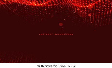 Spanischer Hintergrund mit dunkelroter Farbe im Hintergrund. Futuristischer Punkt-Wellenhintergrund.