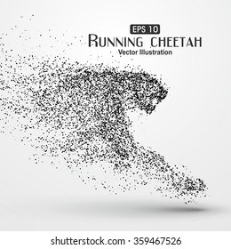 Particle cheetah, vector illustration.